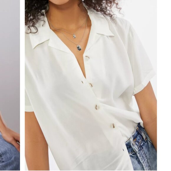 UO Dolores Button Boho Minimalist Modern Hipster Chic Hippie Artsy Blouse Top - Picture 1 of 7